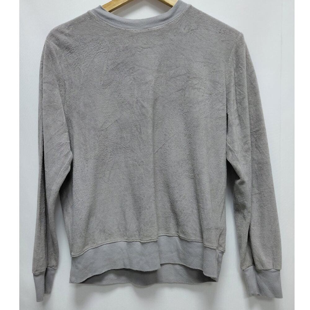 Clu Made in USA Sweatshirt Gray Solid Knit Pullover Long Sleeve Women Size XS
